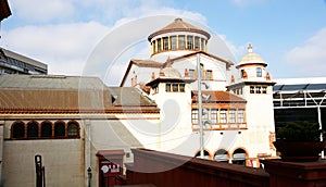 Facade of a building of the Mercat de les Flors in Montjuic