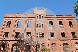 Facade of the building of a mill of Gerdauen of 1909 of construction. Zheleznodorozhnyj, Kaliningrad region