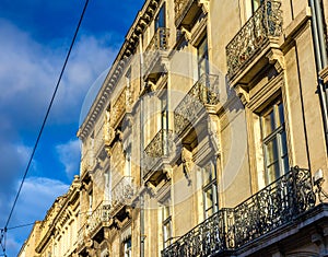 Facade of a building in Montpellier - France