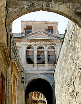 Facade of building in Rhodes
