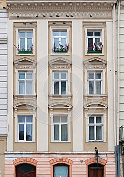 Facade of a building with windows