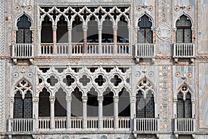 Facade of Ca`d`Oro or Palazzo Santa Sofia in Venice, Italy