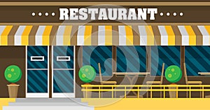 The facade of the cafe in flat vector photo