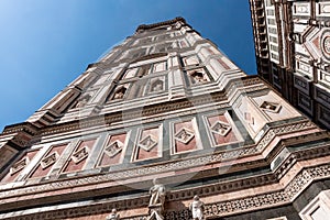 Facade of the campanile of the cathedral Santa Maria del Fiore in Florence