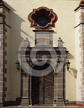 Facade of Capuchinas Church in Queretaro City