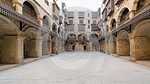 Facade of caravansary Wikala of Bazaraa, , Medieval Cairo, Egypt photo