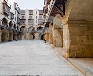 Facade of caravansary Wikala of Bazaraa, , Medieval Cairo, Egypt photo