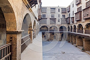 Courtyard of Caravanserai of Bazaraa, with arab oriel window, Cairo, Egypt photo