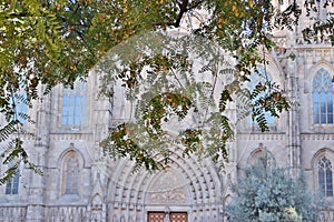 facade of the cathedral of Barcelona