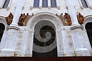 Facade of Cathedral of Christ the Saviour in Moscow