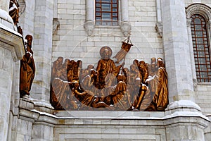 Facade of Cathedral of Christ the Saviour in Moscow