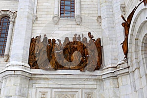 Facade of Cathedral of Christ the Saviour in Moscow