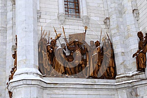 Facade of Cathedral of Christ the Saviour in Moscow