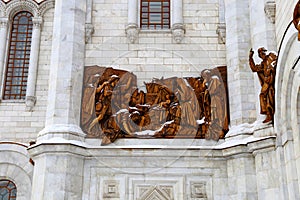 Facade of Cathedral of Christ the Saviour in Moscow