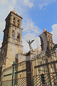 Facade of the cathedral in puebla city, mexico II