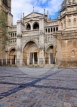 Facade of Cathedral of Toledo, Spain