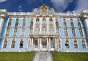 The facade of Catherine Palace. Summer view. The Tsarskoye Selo is State Museum-Preserve