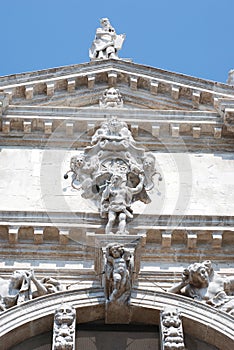 Facade of the Catholic temple in Venice.