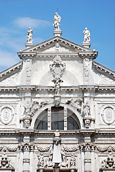 Facade of the Catholic temple in Venice.