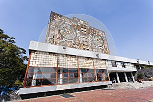 Facade of the Central Library Biblioteca Central at the Ciudad Universitaria UNAM University in Mexico City - Mexico North Am photo