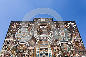 Facade of the Central Library Biblioteca Central at the Ciudad Universitaria UNAM University in Mexico City - Mexico North Am