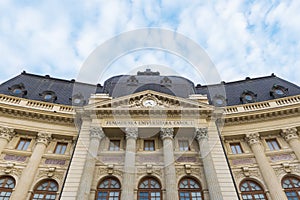 Facade of The Central University Library of Bucharest , Romania