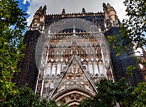 Facade Christ Disciples Statues Seville Cathedral Spain
