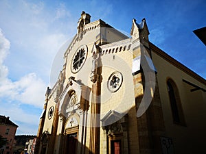 Facade of the church of Amplepuis, France