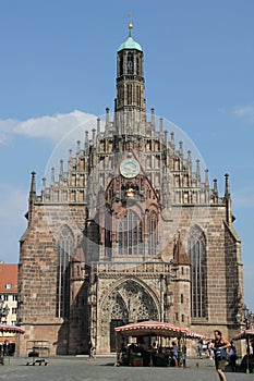 Facade of a church in the old town of Nuremberg, Germany.