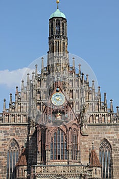 Facade of a church in the old town of Nuremberg, Germany.