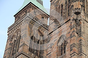 Facade of a church in the old town of Nuremberg, Germany.