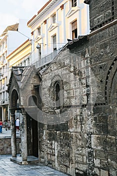 facade of church Panagia Kapnikarea in Athens city