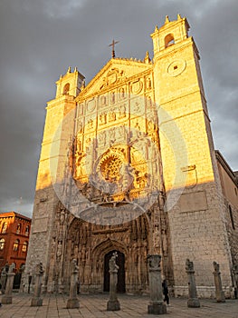 Facade of the church of San Pablo in Plaza de San Pablo, Valladolid, Castilla y Leon, Spain