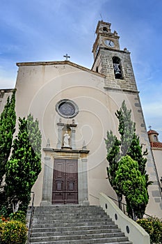 Facade of the Church of San Pedro in El Masnou, Sain photo