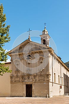 Facade of Church of San Rocco in Lugano, Switzerland