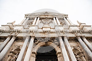 Facade of Church of St. Mary of Nazareth Chiesa degli Scalzi in Venice