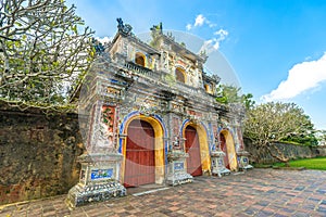 Beautiful gate to Citadel of Hue in Vietnam, Asia. photo