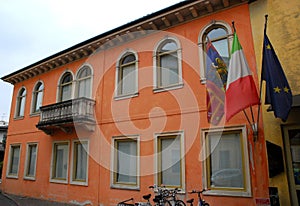 Facade of City Hall in Marostica province of Vicenza in the Veneto (Italy)