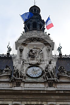 The facade of the city hall of Paris