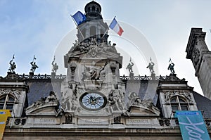 The facade of the city hall of Paris, France.