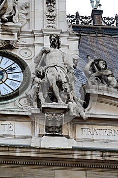 The facade of the city hall of Paris, France.