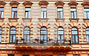 Facade of classical building of rosa color photo