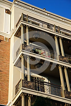 Facade of classical residental building in USA