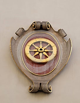 Facade coat of arms on the Landhaus historic center listed as World Heritage by UNESCO in Graz