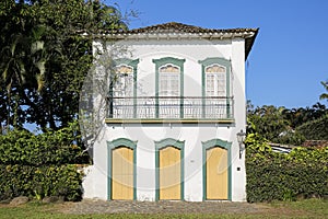 Facade of a colonial house in late afternoon light, Paraty, Brazil