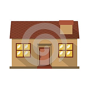 Facade confortable house with chimney