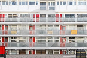 Facade of a council housing block Churchill Gardens in London photo