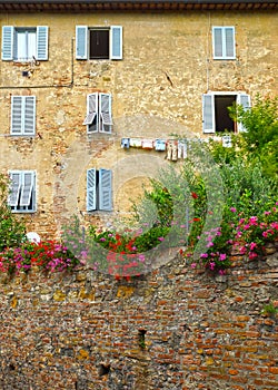 Facade decorated with flowers