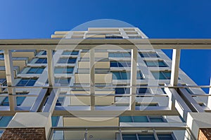 Facade detail of a modern high-rise apartment building