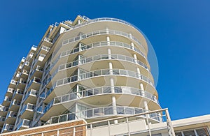 Facade detail of a modern high-rise apartment building